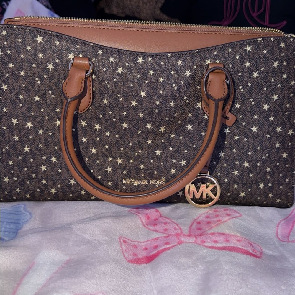 Michael Kors Black and Brown Star Satchel